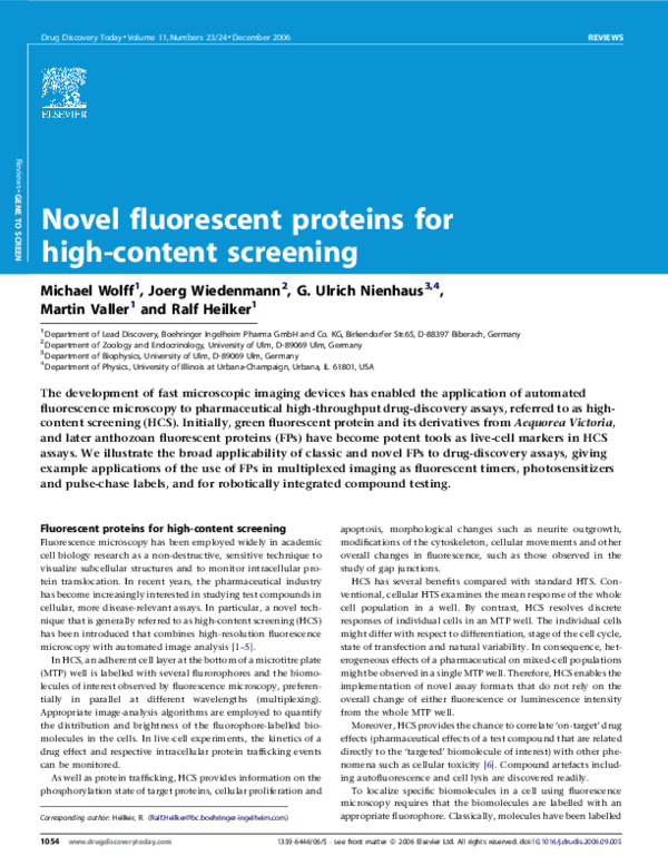 (PDF) Novel fluorescent proteins for high-content screening