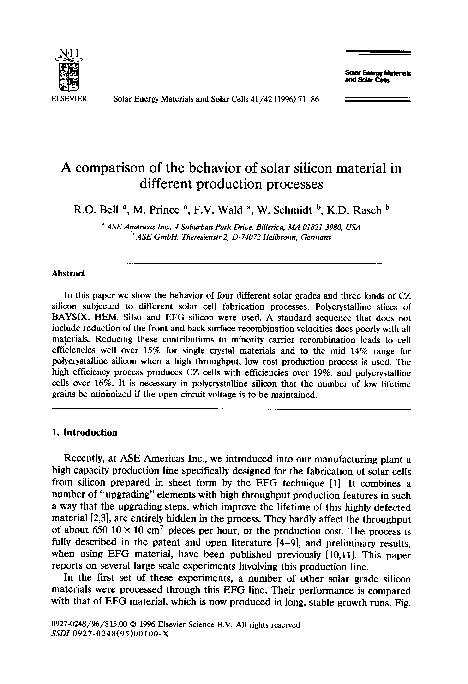 (PDF) A comparison of the behavior of solar silicon material in ...
