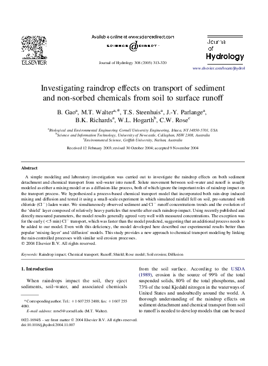 (PDF) Investigating raindrop effects on transport of sediment and non ...