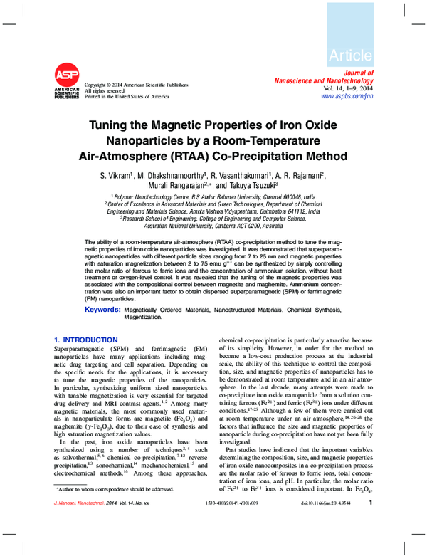 (PDF) Superparamagnetic Iron Oxide Nanoparticles for Magnetic ...