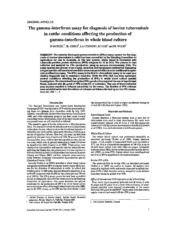 (PDF) The gamma-interferon assay for diagnosis of bovine tuberculosis ...