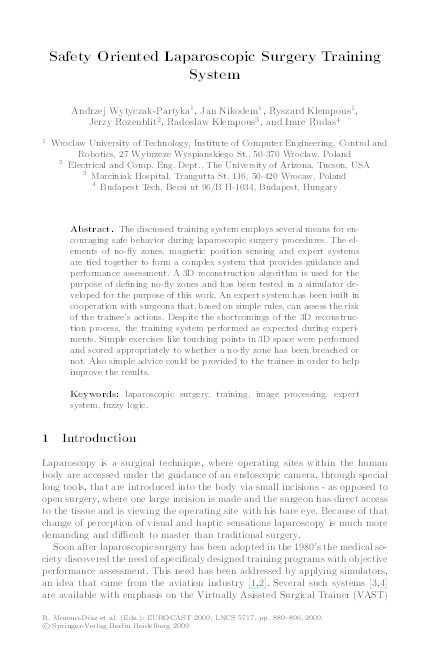 (PDF) Safety Oriented Laparoscopic Surgery Training System