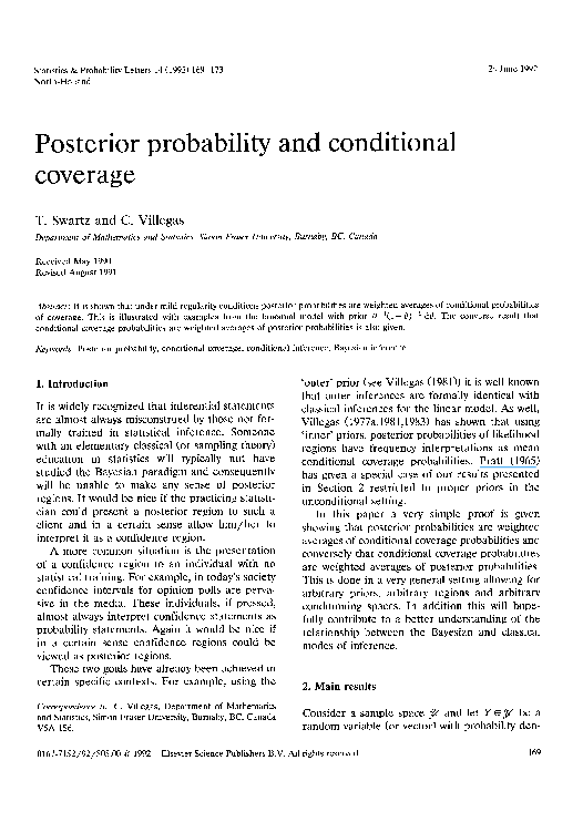 (PDF) Posterior probability and conditional coverage