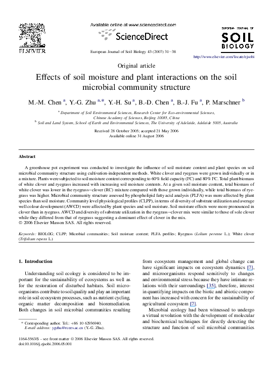 (PDF) Effects of soil moisture and plant interactions on the soil ...