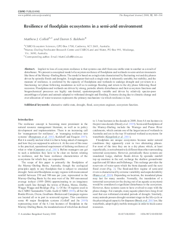 (PDF) Resilience of floodplain ecosystems in a semi-arid environment