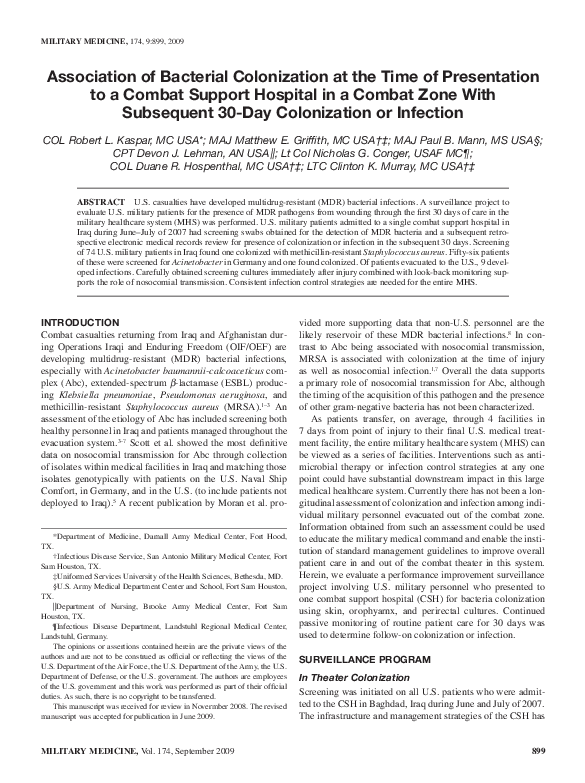(PDF) Association of Bacterial Colonization at the Time of Presentation ...