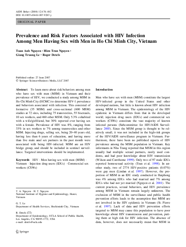 (PDF) Prevalence and Risk Factors Associated with HIV Infection Among ...