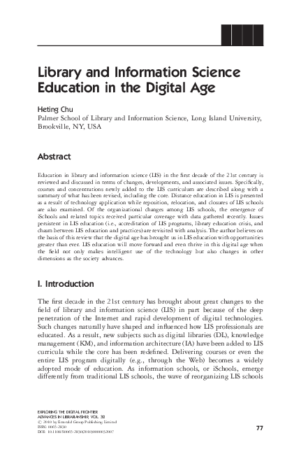 (PDF) Library and Information Science Education in the Digital Age