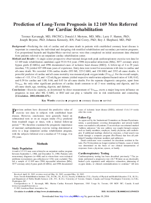 (PDF) Prediction of long-term prognosis in 12 169 men referred for ...
