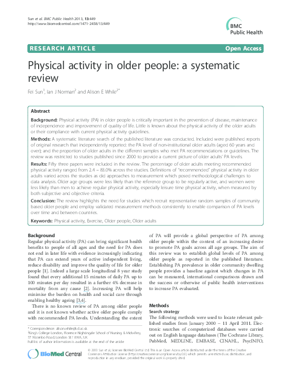 (PDF) Physical activity in older people: a systematic review