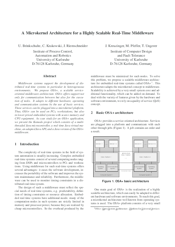 (PDF) A Microkernel Architecture for a Highly Scalable Real-Time Middleware