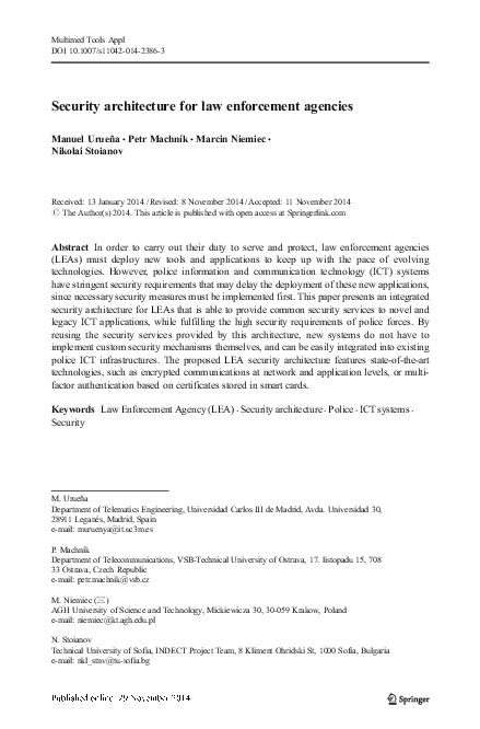 (PDF) Security architecture for law enforcement agencies