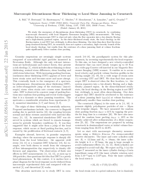 (PDF) Macroscopic Discontinuous Shear Thickening versus Local Shear