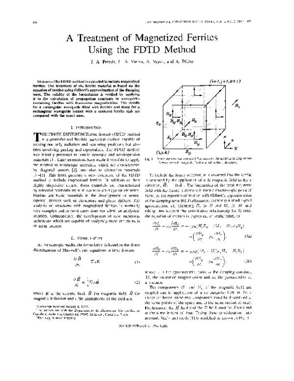 (PDF) A treatment of magnetized ferrites using the FDTD method