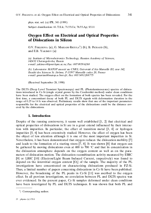 (PDF) Oxygen Effect on Electrical and Optical Properties of ...