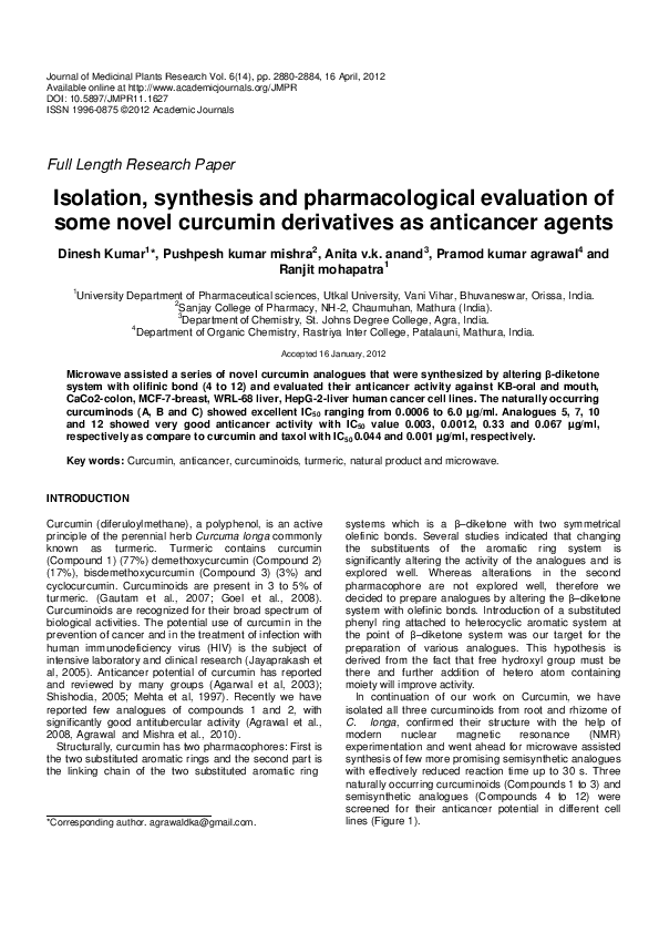(PDF) Isolation, synthesis and pharmacological evaluation of some novel ...