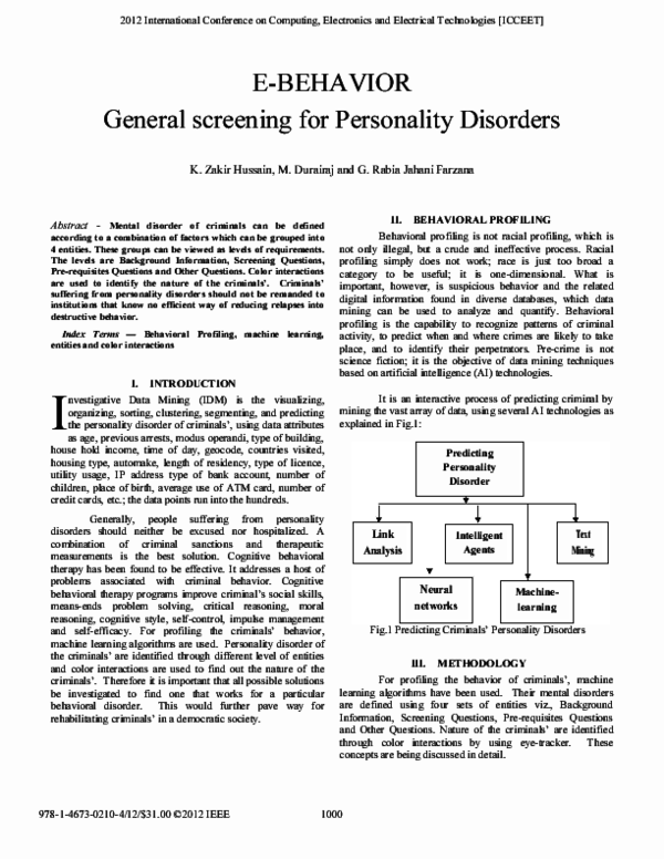 (PDF) E-behavior general screening for personality disorders