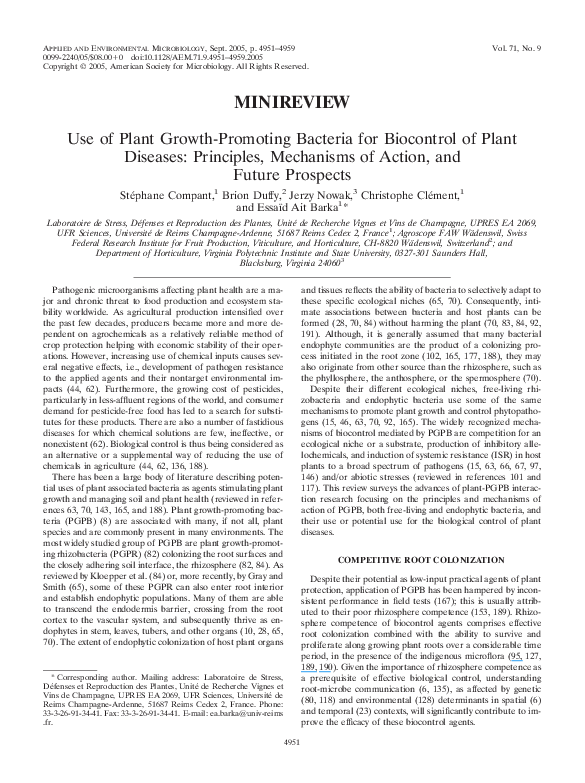 (PDF) Use of plant growth-promoting bacteria for biocontrol of plant ...