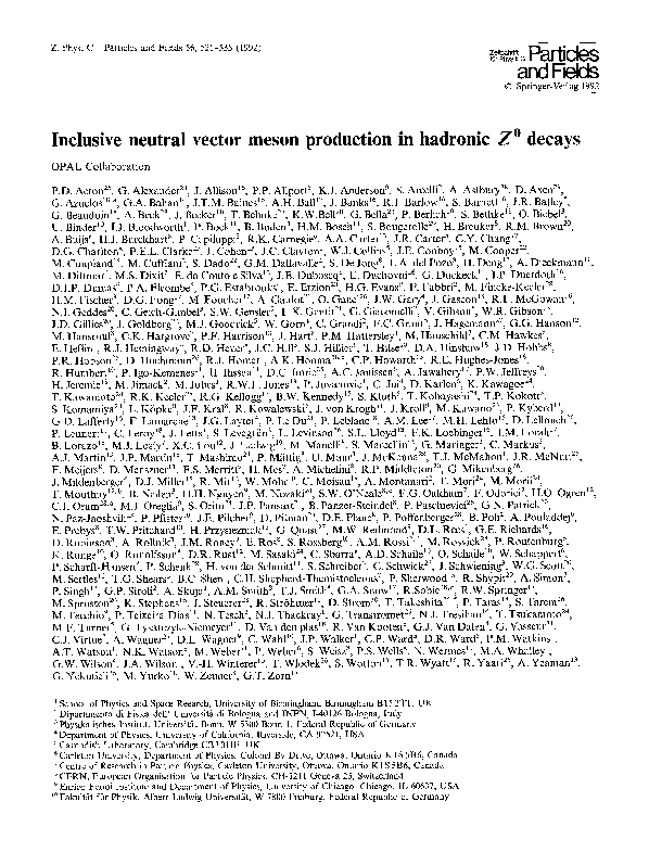 (PDF) Inclusive neutral vector meson production in hadronicZ 0 decays