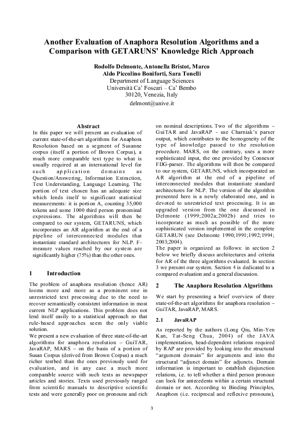 (PDF) Another Evaluation of Anaphora Resolution Algorithms and a ...