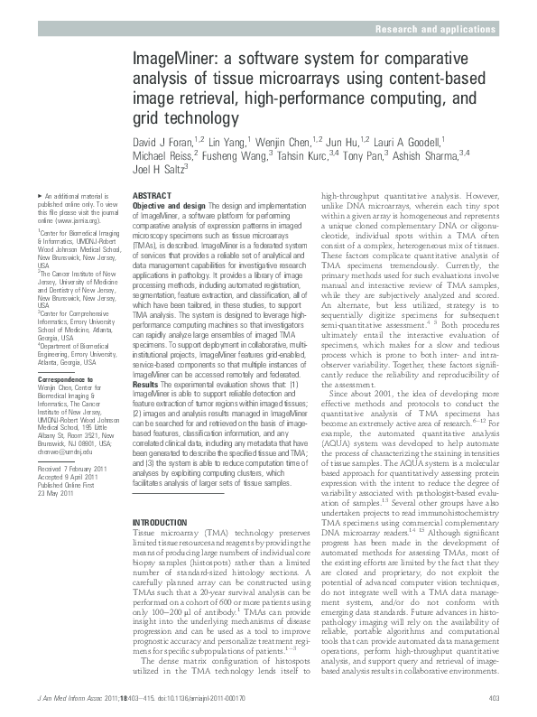 (PDF) ImageMiner: a software system for comparative analysis of tissue ...