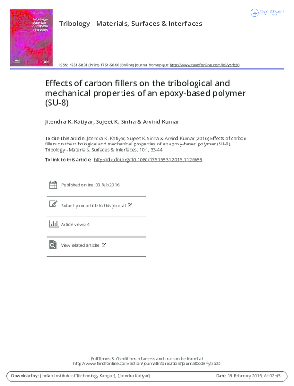 (PDF) Effects of carbon fillers on the tribological and mechanical ...