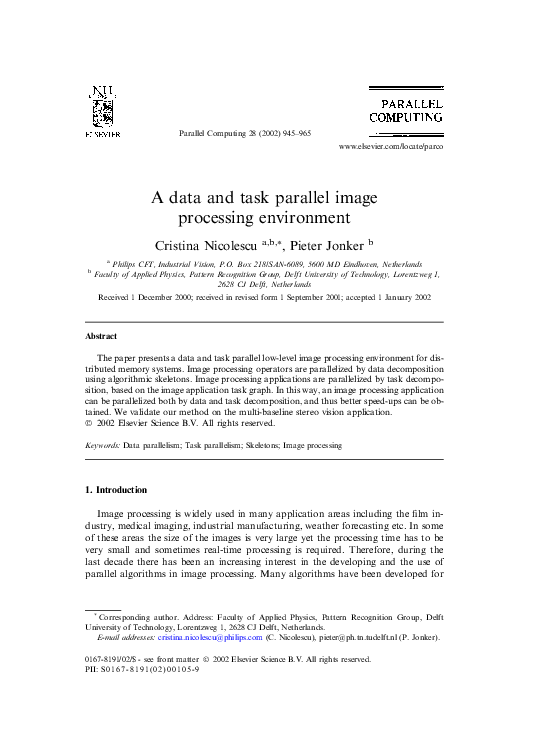 (PDF) A data and task parallel image processing environment