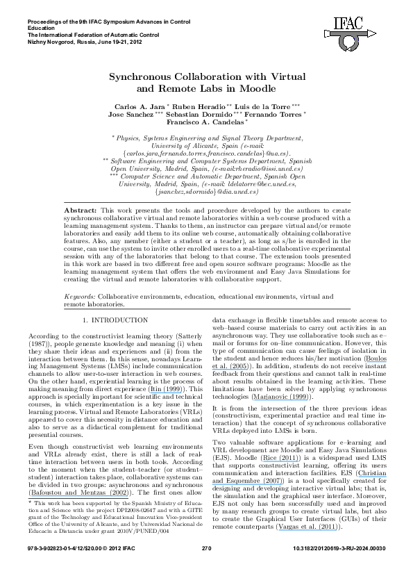 (PDF) Synchronous Collaboration with Virtual and Remote Labs in Moodle