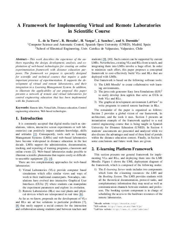 (PDF) A Framework for Implementing Virtual and Remote Laboratories in ...