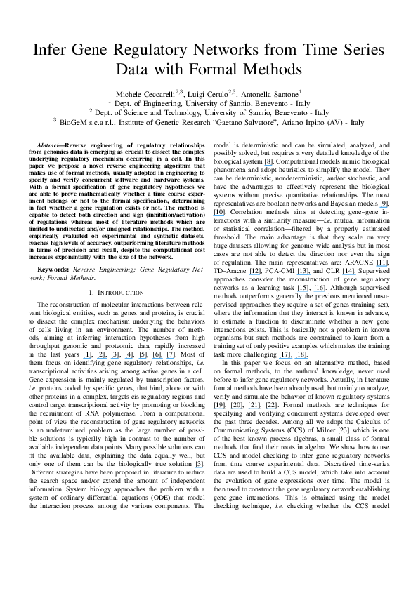 (PDF) Infer gene regulatory networks from time series data with formal ...