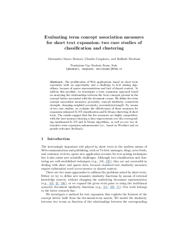 (PDF) Evaluating Term Concept Association Mesaures for Short Text ...