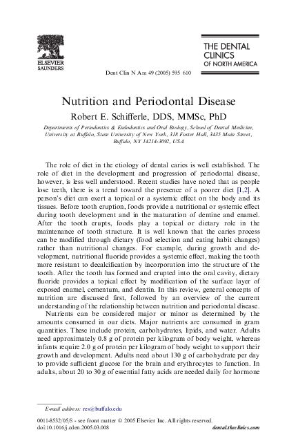 Image showcasing (PDF) Nutrition and periodontal disease