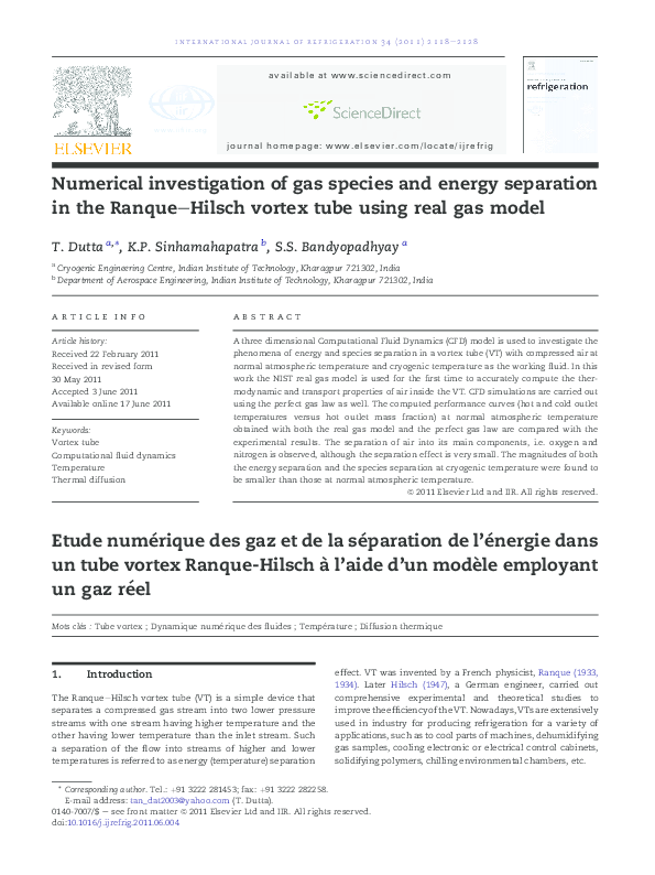 (PDF) Numerical investigation of gas species and energy separation in ...