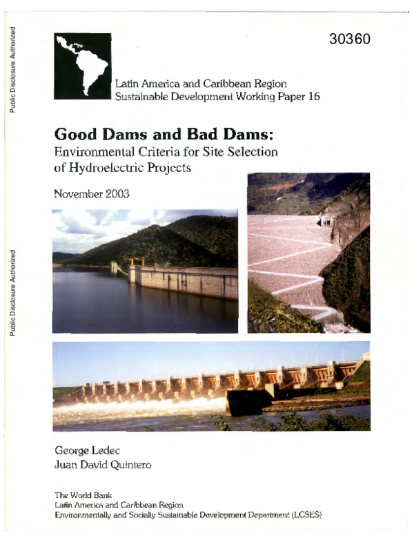 (PDF) Good dams and bad dams environmental criteria for site
