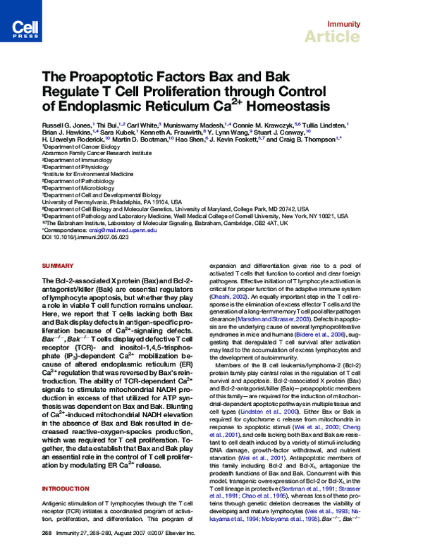 (PDF) The Proapoptotic Factors Bax and Bak Regulate T Cell ...