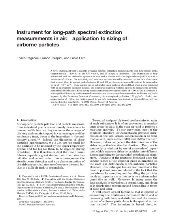 (PDF) Instrument for Long-Path Spectral Extinction Measurements in Air ...