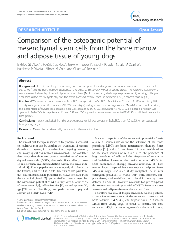 (PDF) Comparison of the osteogenic potential of mesenchymal stem cells ...