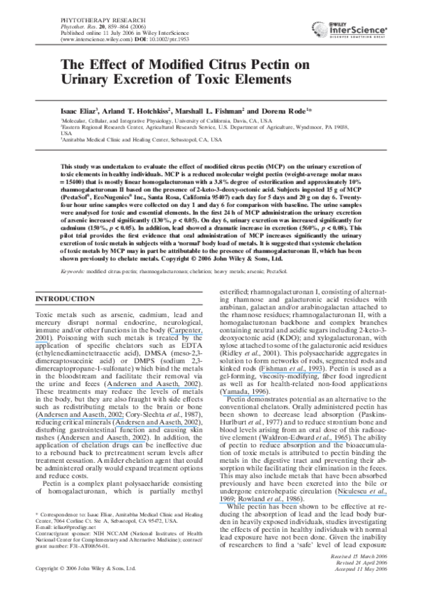 (PDF) The effect of modified citrus pectin on urinary excretion of