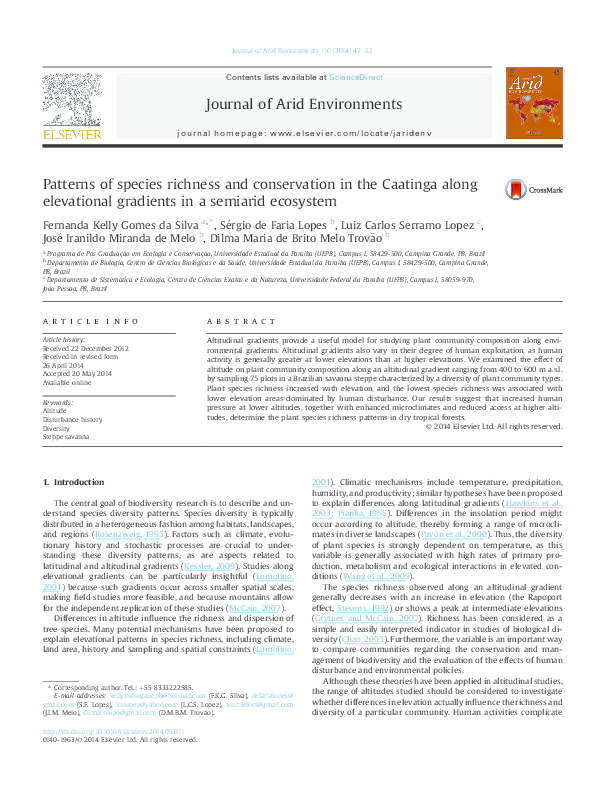 (PDF) Patterns of species richness and conservation in the Caatinga ...
