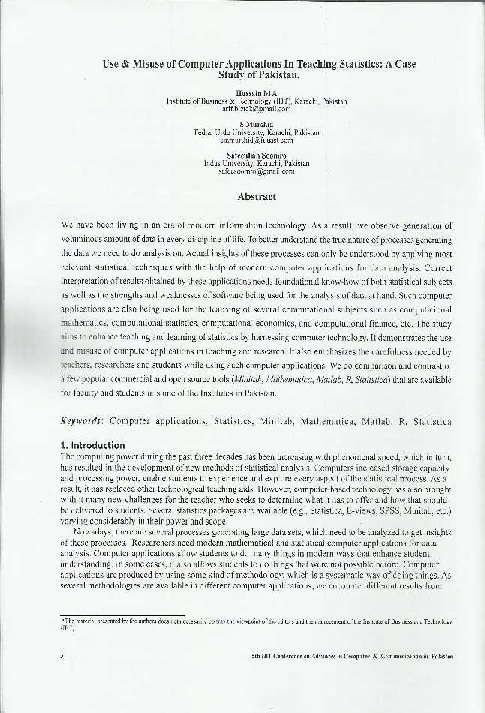 (PDF) Use and Misuse of Computer Applications in Teaching Statistics: A ...