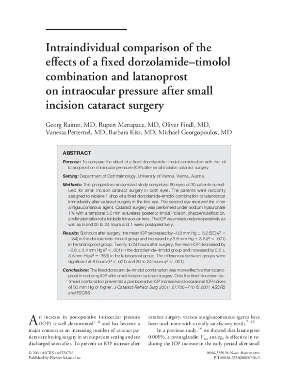(PDF) Intraindividual comparison of the effects of a fixed dorzolamide