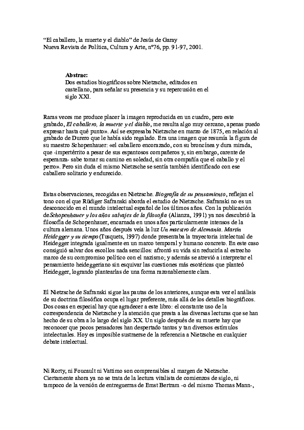 (DOC) EL CABALLERO, LA MUERTE Y EL DIABLO [Review 2001]
