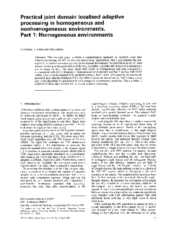 (PDF) Practical joint domain localised adaptive processing in ...