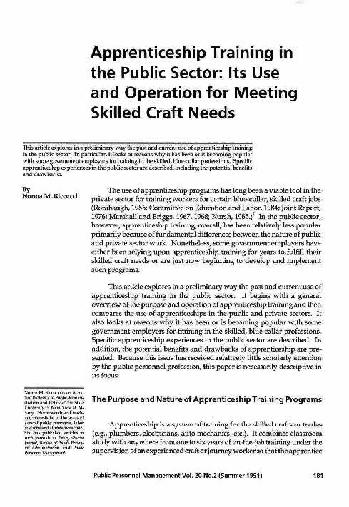 (PDF) Apprenticeship Training in the Public Sector: Its Use and ...