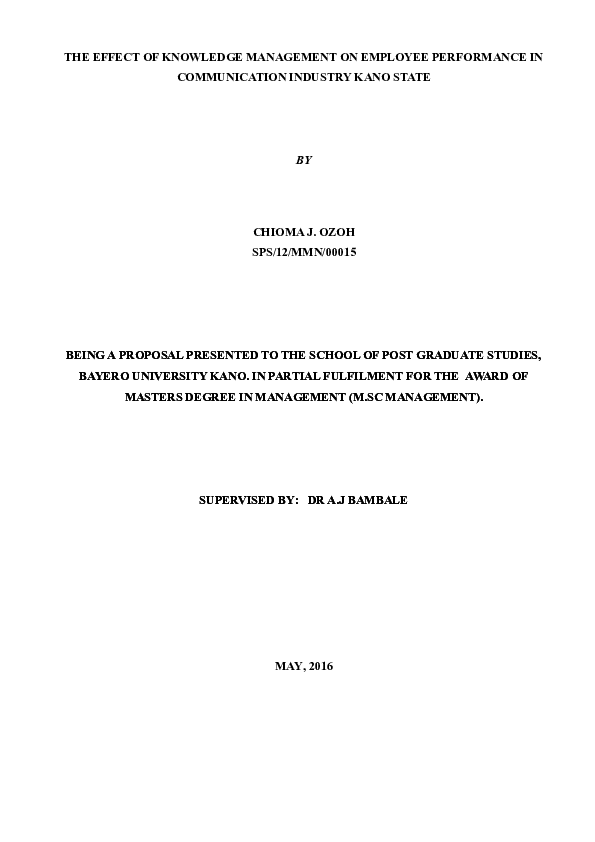 (DOC) THE EFFECT OF KNOWLEDGE MANAGEMENT ON EMPLOYEE PERFORMANCE IN ...