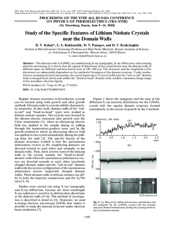 (PDF) Study of the specific features of lithium niobate crystals near ...