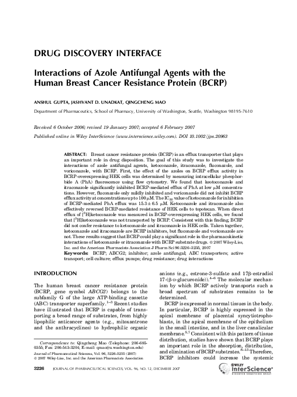 (PDF) Interactions of azole antifungal agents with the human breast