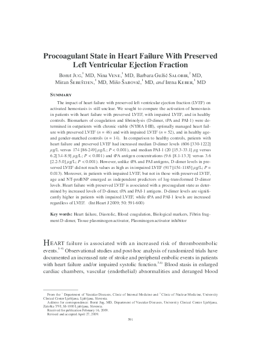 (PDF) Procoagulant state in heart failure with preserved left ...