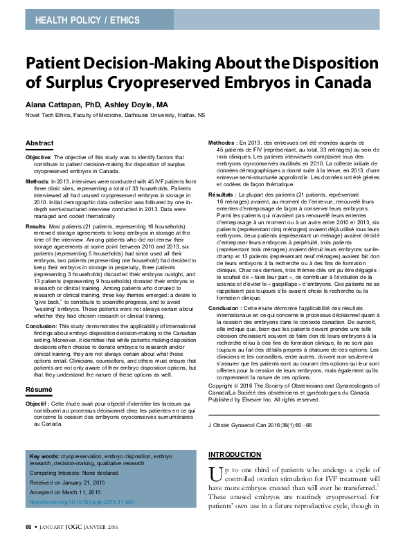 (PDF) Patient Decision-Making About the Disposition of Surplus ...