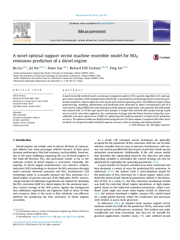(PDF) A novel optimal support vector machine ensemble model for NO X ...